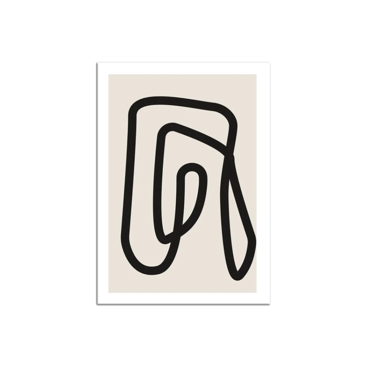 Cuadro minimalista Trazo Continuo con figura de línea negra abstracta sobre fondo beige de Intuitivo.