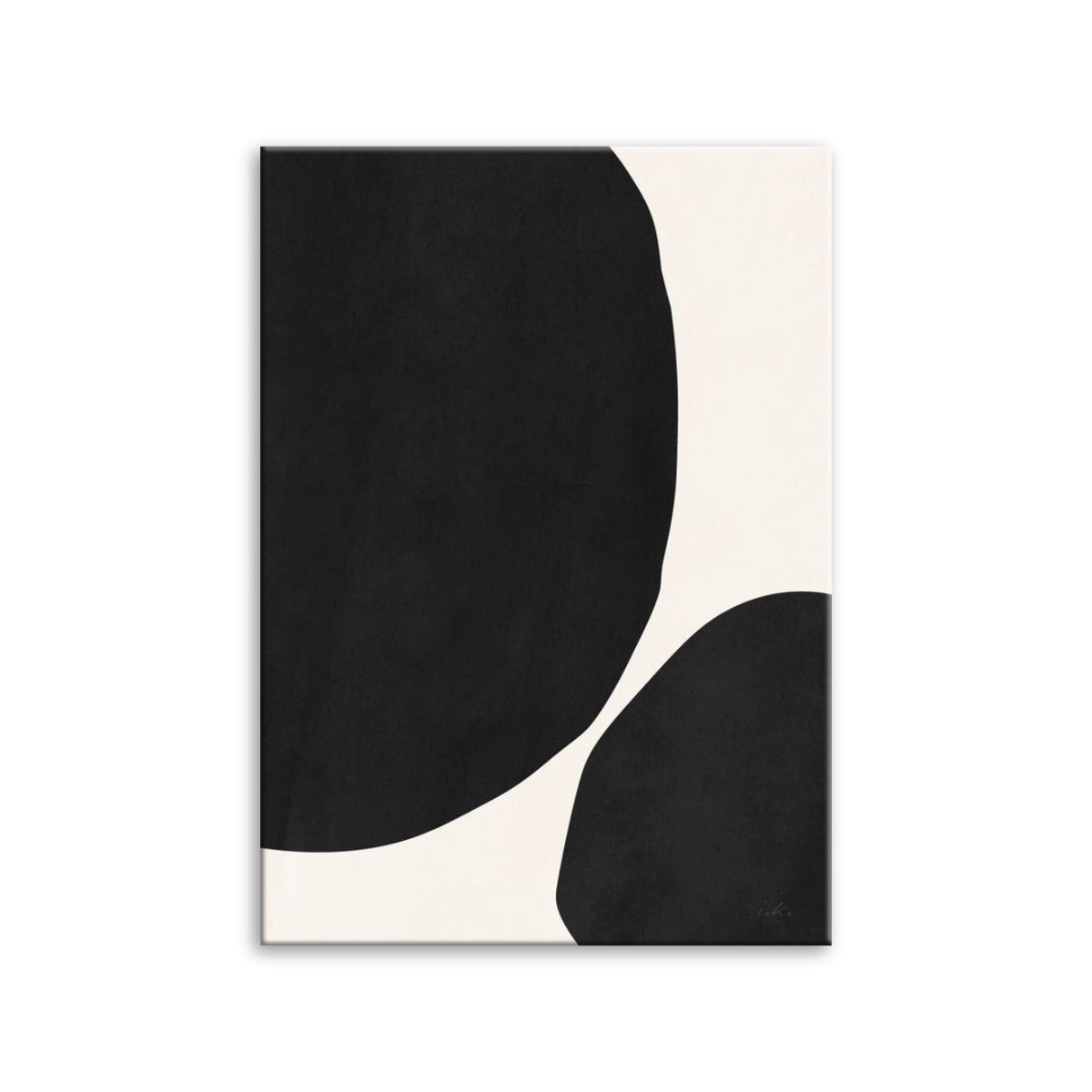 Cuadro abstracto minimalista Equilibrio Orgánico con dos formas negras curvas sobre fondo beige de Intuitivo.