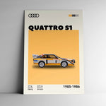 Cuadro decorativo Audi Quattro – Leyenda del rally y diseño retro