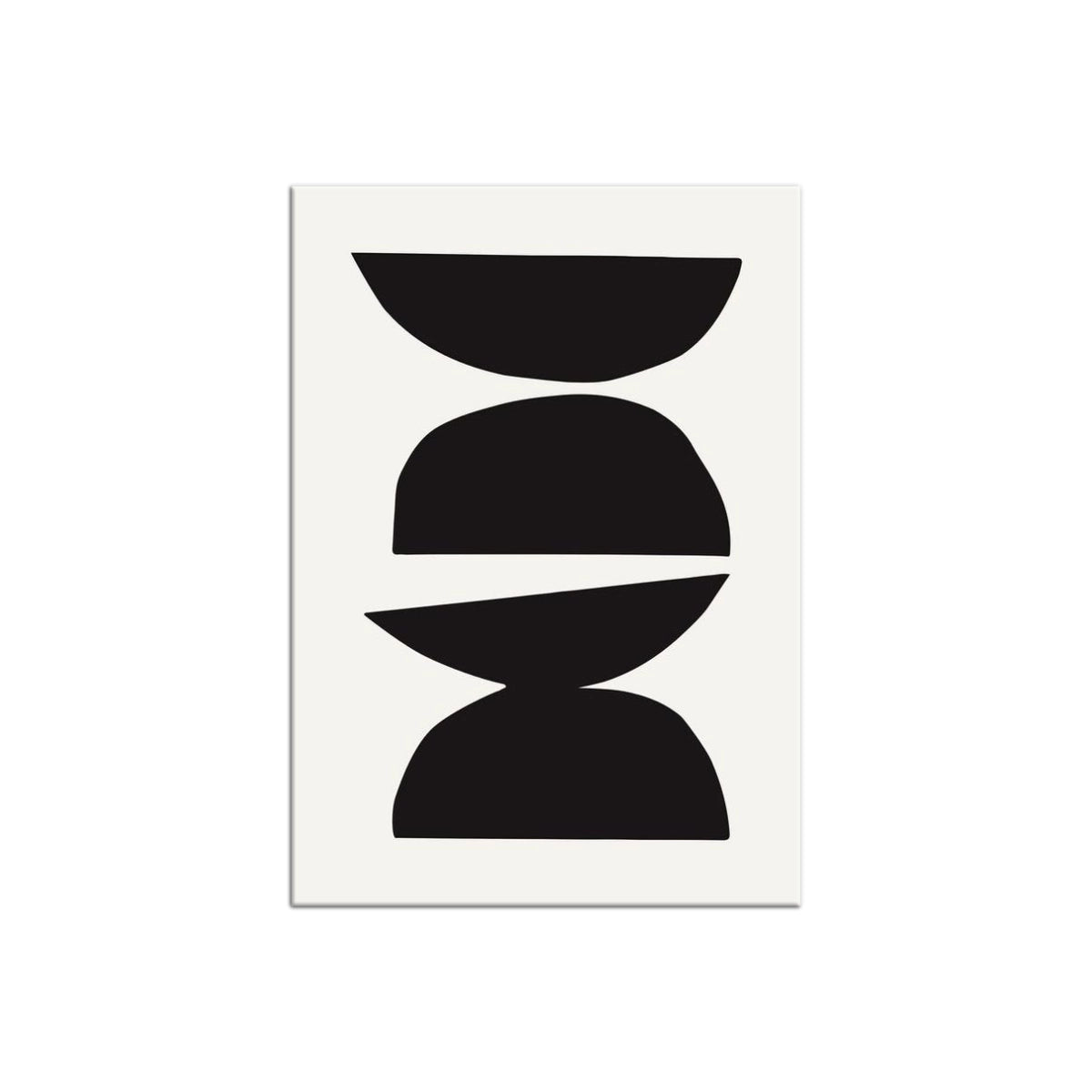 Cuadro minimalista Equilibrio Sólido con figuras geométricas negras sobre fondo beige de Intuitivo.