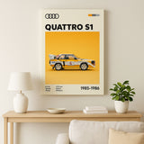 Cuadro decorativo Audi Quattro – Leyenda del rally y diseño retro