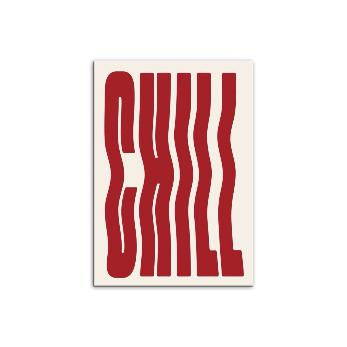 Cuadro tipográfico moderno Chill Wave con letras onduladas rojas sobre fondo beige de Intuitivo.