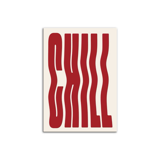 Cuadro tipográfico moderno Chill Wave con letras onduladas rojas sobre fondo beige de Intuitivo.