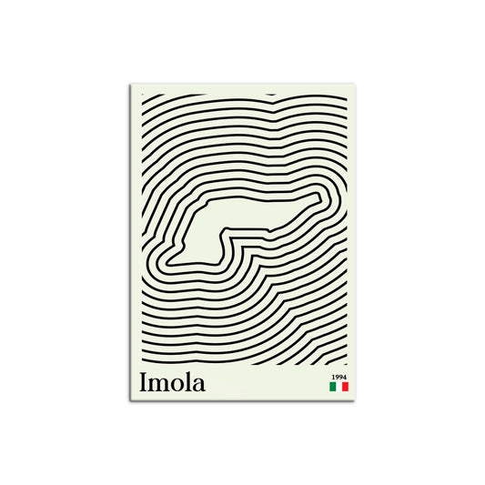 Cuadro minimalista de líneas topográficas con el circuito de Fórmula 1 de Imola de Intuitivo.