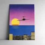 Cuadro decorativo Hiroshi Nagai – Avión sobre cielo retro japonés