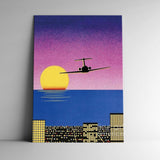 Cuadro decorativo Hiroshi Nagai – Avión sobre cielo retro japonés