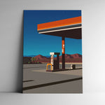 Cuadro decorativo City Pop – Gasolinera retro en estilo japonés ochentero