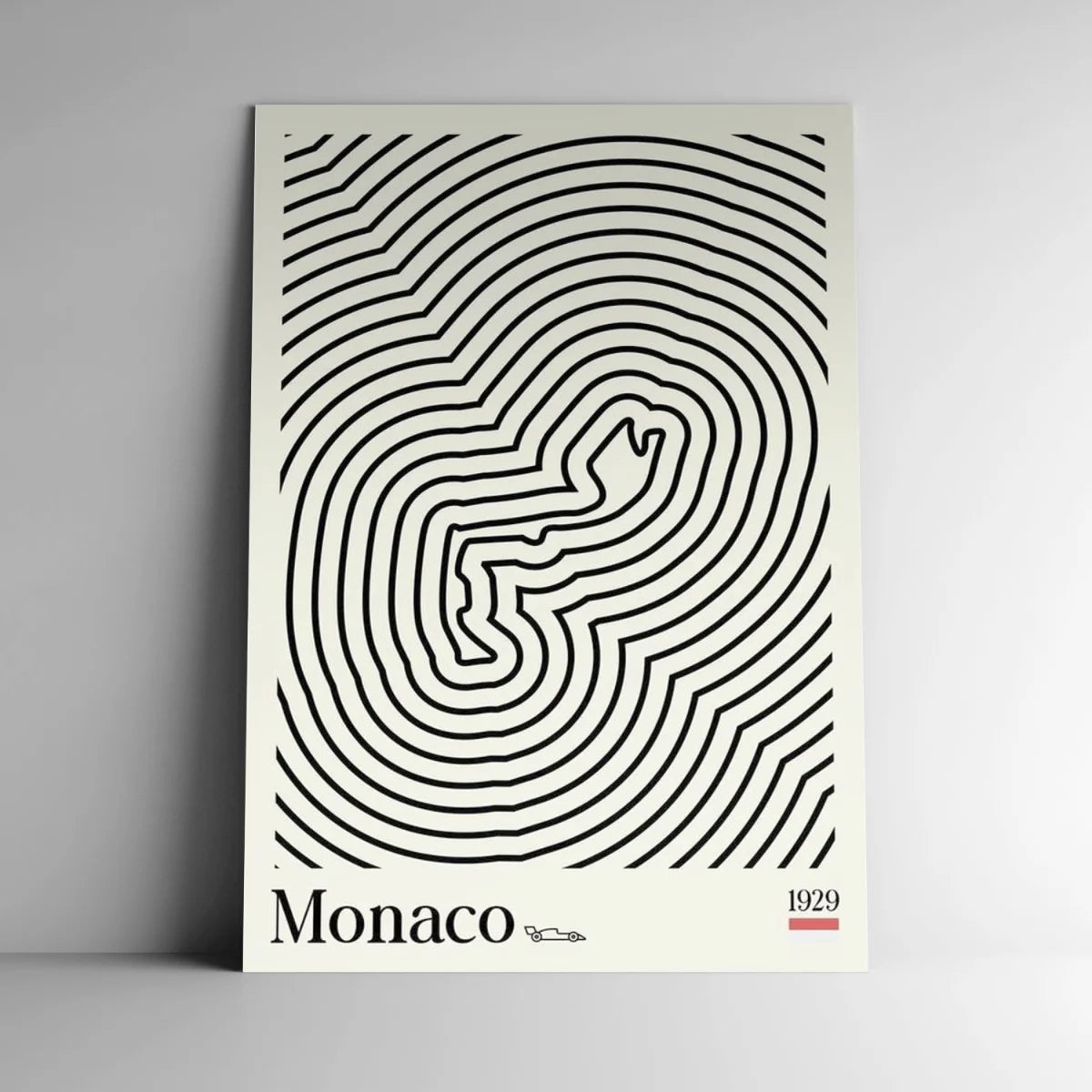 Cuadro minimalista de líneas del trazado del circuito de Fórmula 1 de Monaco.