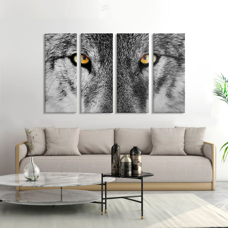 Set X4 Cuadros Rostro Lobo.