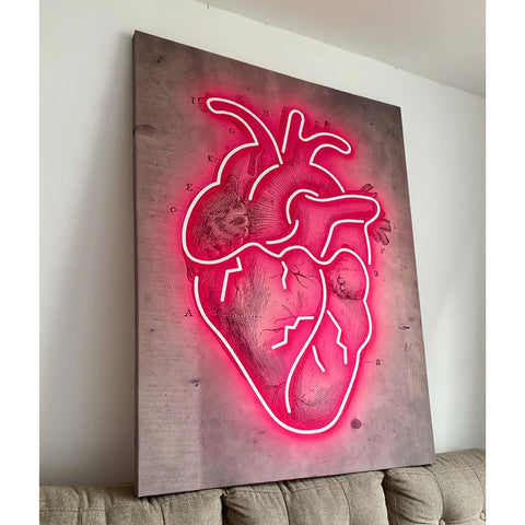Cuadro decorativo Corazón Luminoso – Arte anatómico en estilo neón